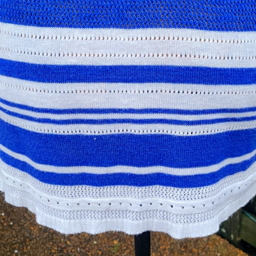Motherhood Maternity Striped  Babydoll Pointelle Sweater with Drawstring Tie - Picture 12 of 17